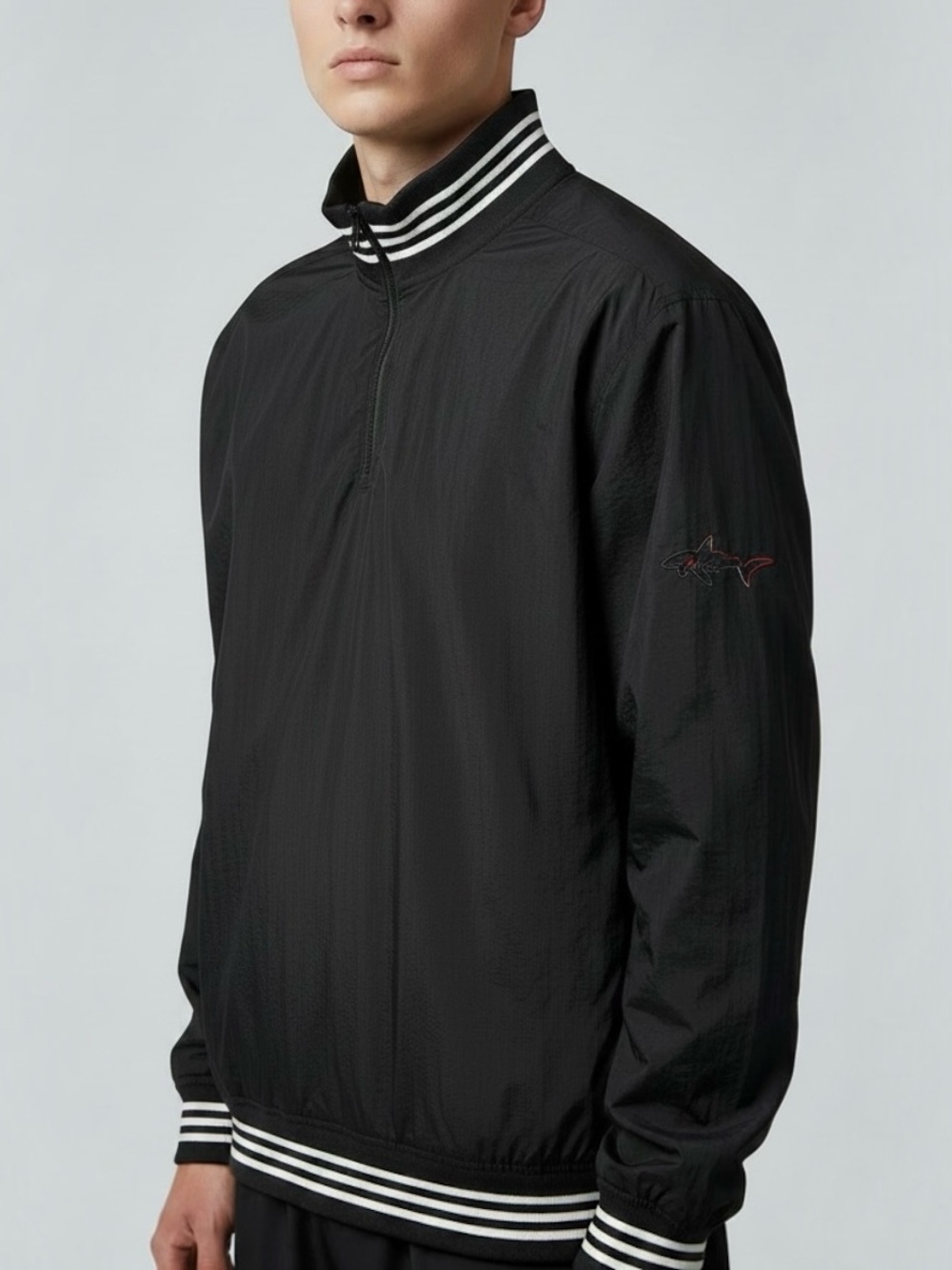 Greg Norman Collection Black Nylon Quarter Zip Windbreaker Jacket Size Medium